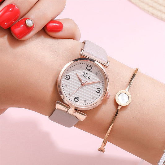 TADI women's watch and bracelet with leather strap