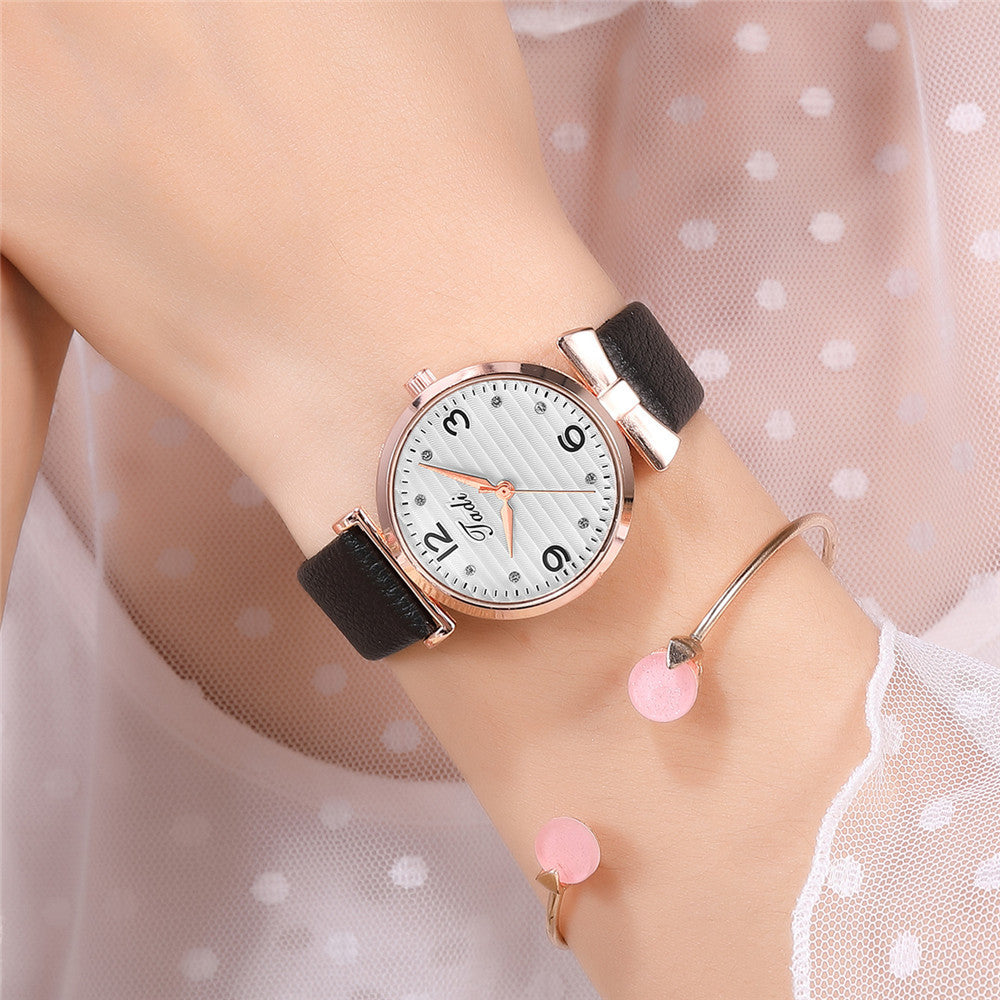 TADI women's watch and bracelet with leather strap