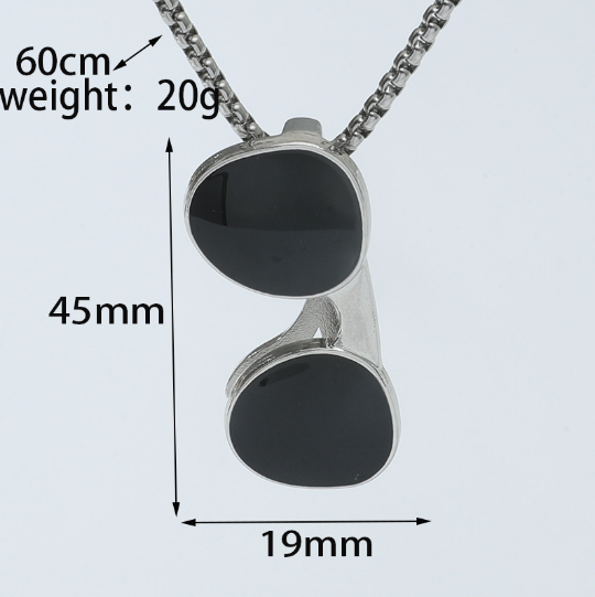 Men's Sunglasses Pendant Stainless Steel Necklace