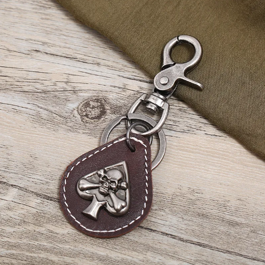 Men's leather and stainless steel combination keyrings