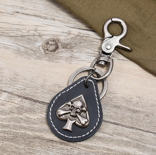 Men's leather and stainless steel combination keyrings