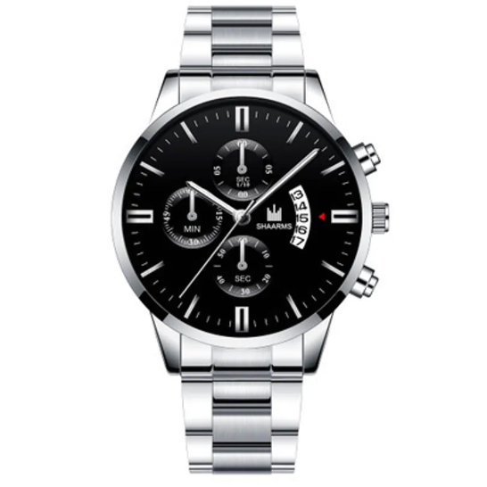 Elegant Shaarms watch with British-style stainless steel bracelet, perfect for any occasion