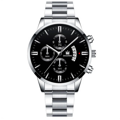 Elegant Shaarms watch with British-style stainless steel bracelet, perfect for any occasion