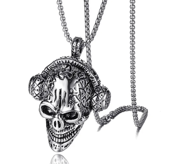 Men's Stainless Steel Skull Pendant Necklace