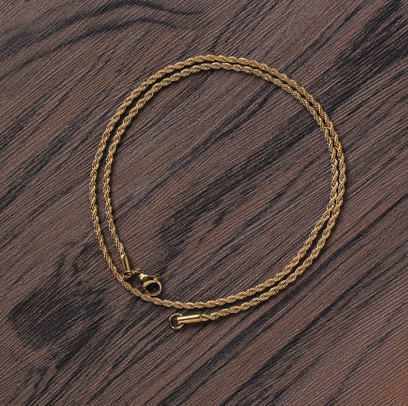 Men's thin stainless steel braided style necklace.